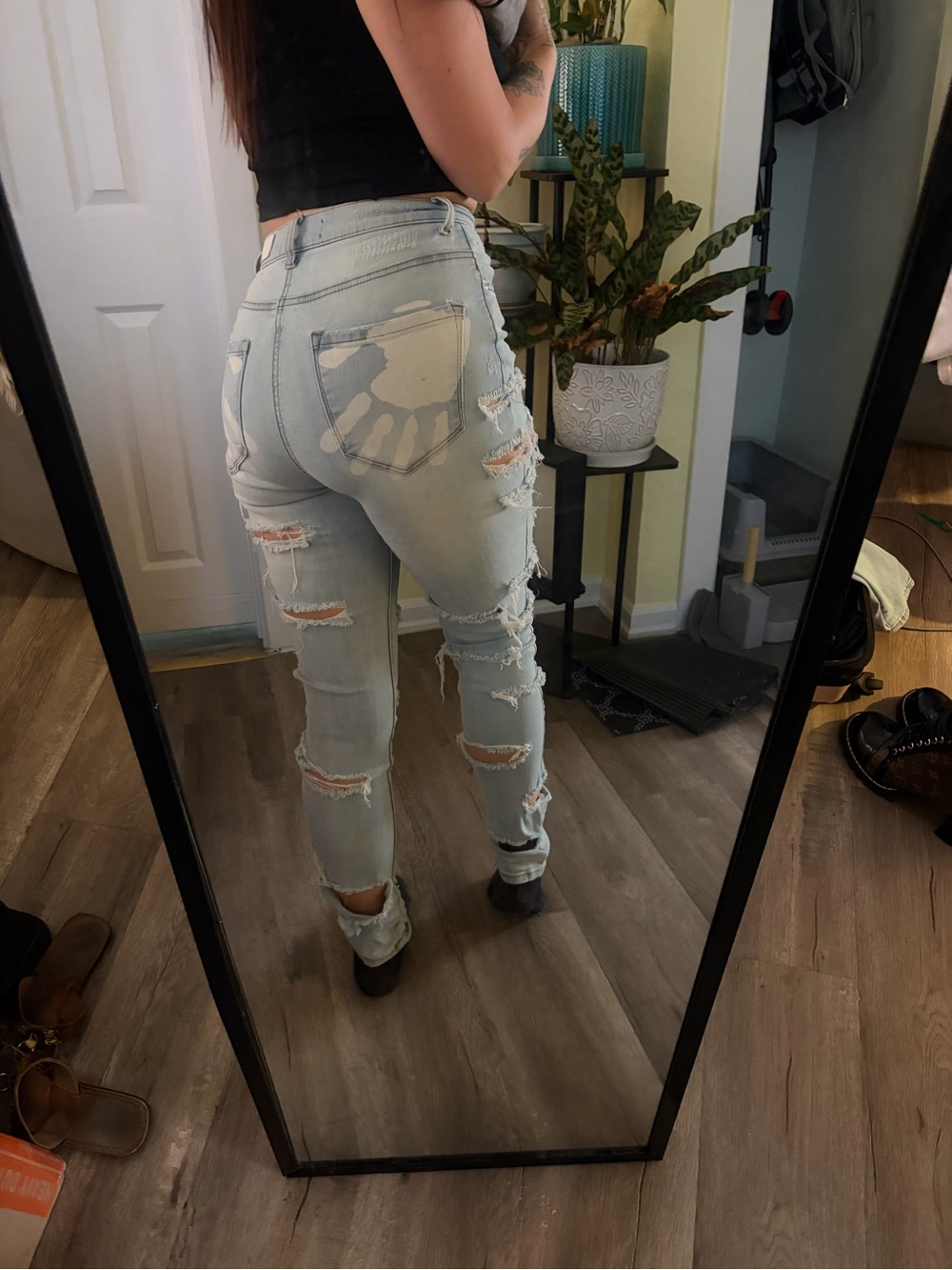 High-Rise Light Blue Distressed Skinny Jeans for Women